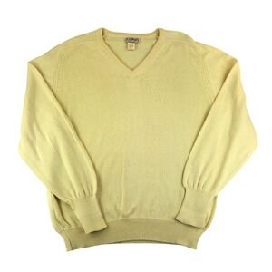 Vintage L.L. Bean‎ V Neck Sweater Mens Large Yellow Made in USA Jumper Preppy